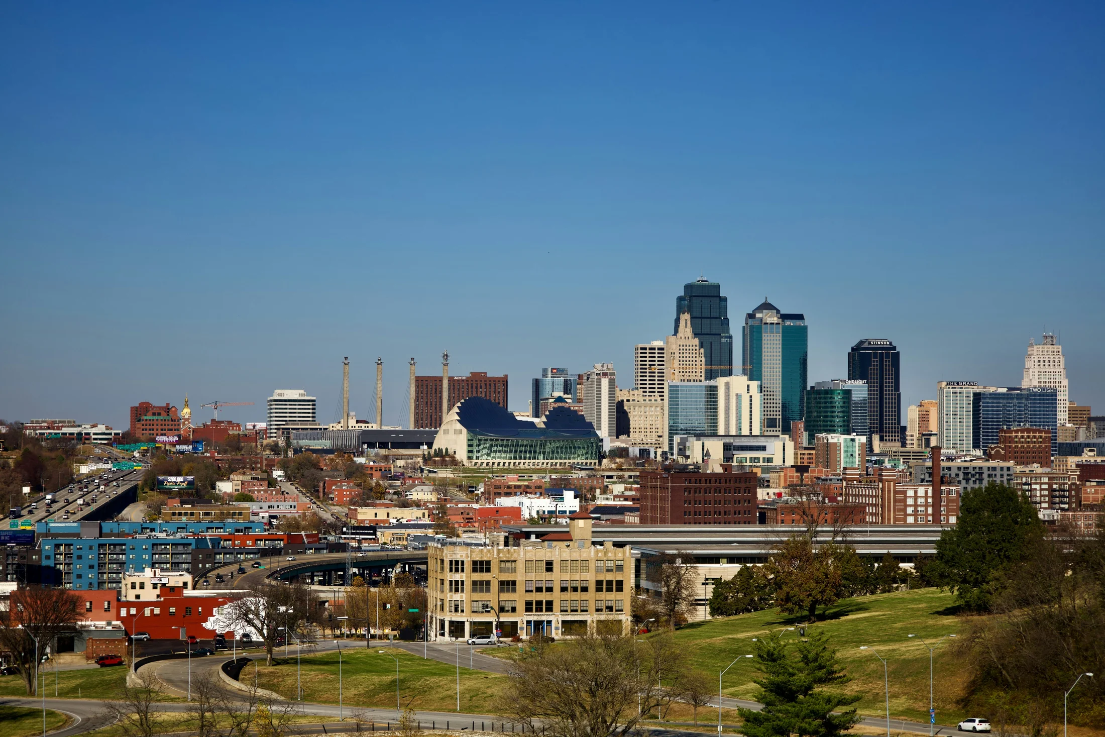 Downtown Kansas City and the Kauffman Center for the Performing Arts